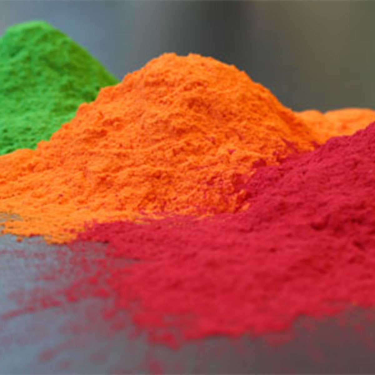 Green Orange and Red Powder Coatings